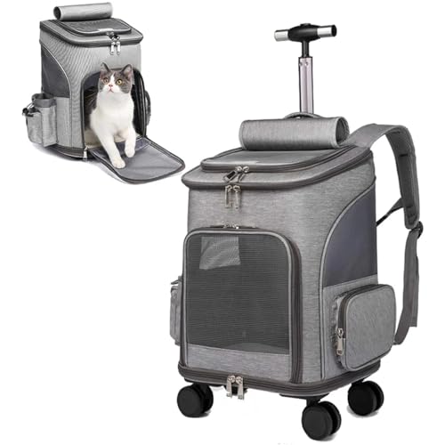 Bolsa Mochila com Rodinhas Lorben para Transporte de Pets Cães Gatos Cinza GT6280