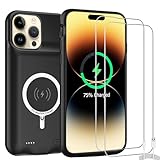 Battery Case for iPhone 14 Pro, Upgraded 10000mAh High-Capacity Protective Rechargeable Extended Charger Cover Compatible with iPhone 14 Pro (6.1 inch) Wireless Charging Case Support Carplay - Black