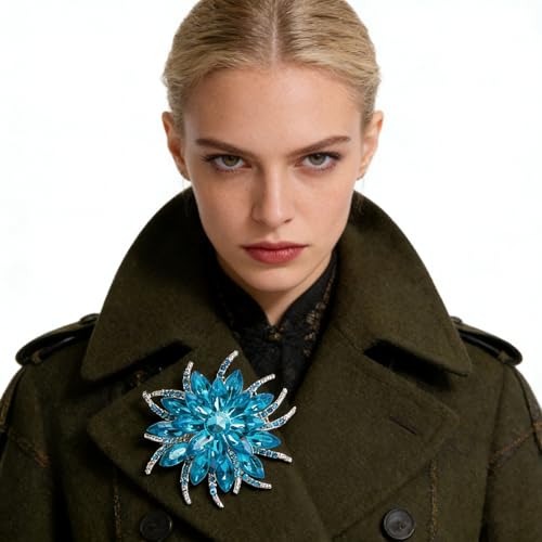 Image of Sparkling Crystal Flower Brooch Pins for Women Dainty Rhinestone Flower Shape Brooch Pin Suit Scarf Hats Decoration Wedding Jewelry