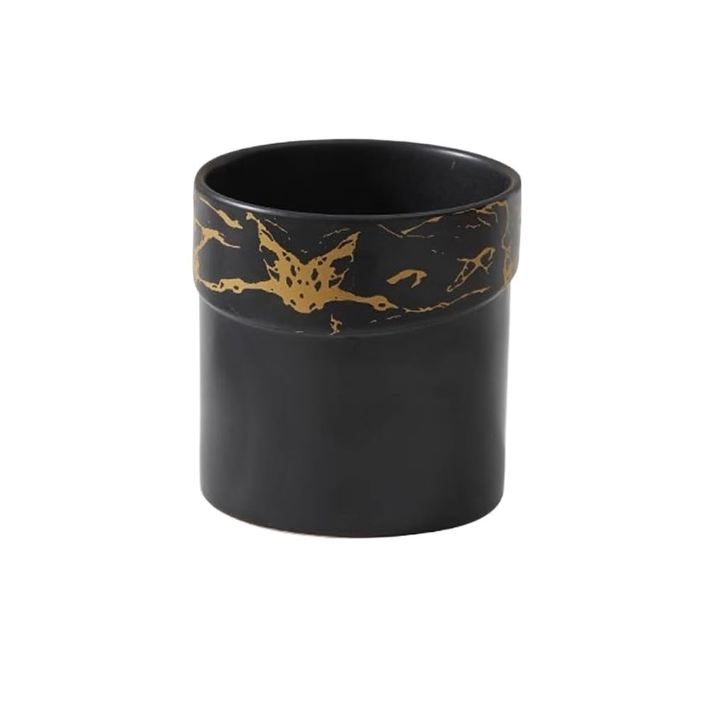 HLHLOP777 Flower Pot Cylindrical Small Flowerpot, Tabletop Ceramics Plant Pot with Drainage Hole, for Room Balcony Office Windowsill (4 Colours) House Plants, Succulents, Flowers(Black)