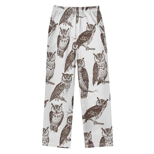 Owl on The Tree Boys Long Pants Soft Trousers Elastic Waist Kids Lounge Bottoms with Pockets S-XL2