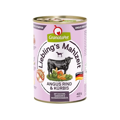 GranataPet Liebling's Mahlzeit Angus Rind & Kürbis, Nassfutter für Hunde, Hundefutter ohne Getreide & ohne Zuckerzusätze, Alleinfuttermittel, 6 x 400 g