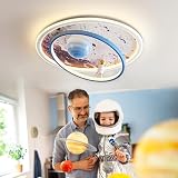 Lampa sufitowa do pokoju dziecięcego, ściemniana, lampa sufitowa LED, księżyc, astronauta, lampa sufitowa z pilotem zdalnego sterowania, dla dzieci, dziewczynek, chłopców, do salonu, sypialni, pokoju
