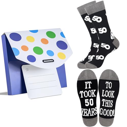 Jeasona 50th Birthday Gifts Men Funny Socks for Him for Dad from Daughter for Husband on His 50 Birthday