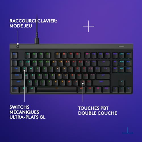 Logitech G G515 TKL Corded Gaming Keyboard (French Layout) - Black