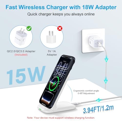 Samsung Foldable Fast Wireless Charging Stand Android Charger with Adapter