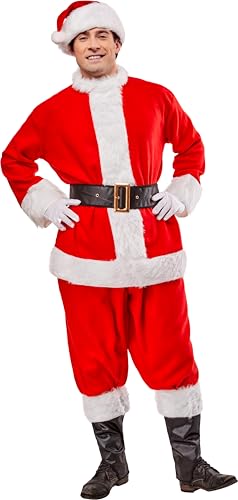 Rubies Flannel Santa Claus Suit for Adults, Men's Standard