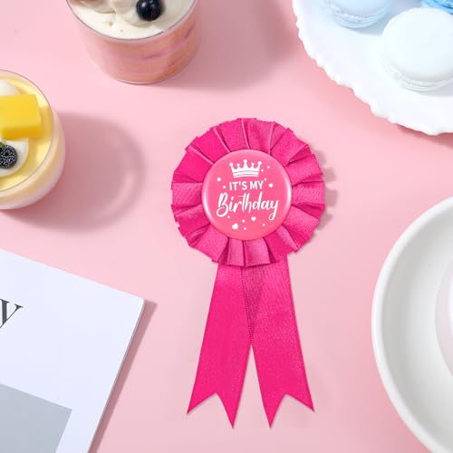 Image of Birthday Badge It's My Birthday Brooch Birth Day Ribbon Badge Brooch Pin Satin Corsage Fabric Birth Day Party Award Brooches for Women Men Party Decoration