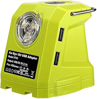 P743 USB Battery Adapter Camping Light,Hipoke Portable Power Source Adaptor 420LM LED Work Light Dual USB Phone Charger with Hook Compatible with Ryobi 18V One+ Li-ion Battery P100 P101 P106 P104 P105