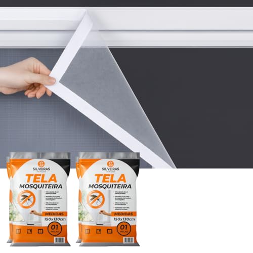 Kit 2 Telas Mosquiteiro 150x130cm Anti-Insetos para Janelas Ajustável Resistente e Fácil de Instalar