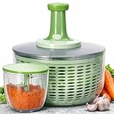 Brieftons Centrifugador y picador de ensalada: secadora grande de verduras de lechuga de 6 litros, fácil operación de empuje