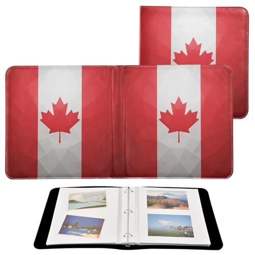 Álbum de fotos grande con estampado de la bandera de Canadá JIPONI, álbumes de scrapbook con cubierta de cuero DIY para fotos de 4x6, 5x7 y 6x8 pulgadas, libro de recuerdos autoadhesivo para bodas, bebés y familia miniatura 2