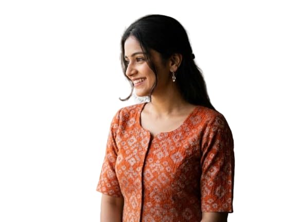 Designer Readymade Saree Blouse for Women, Ikat Print, Short Sleeve, Traditional Style-picture-37