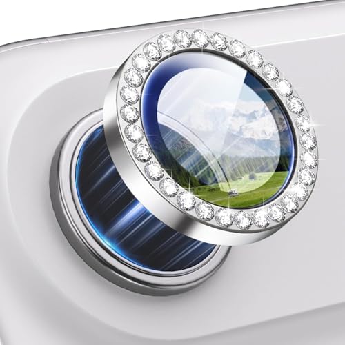 Image of CLITZ for iPhone 17 Air Camera Lens Protector Bling, Individual Diamond Metal Ring with 9H Hardness, Scratch-Proof Camera Screen Protector, Stylish Accessories, Case Friendly (Silver)