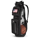 Fitdom 47L Heavy Duty Mesh Equipment Ball Bag w/Adjustable Padded Sling Shoulder Strap Design for Coach. 3 Different Size Compartments. Perfect for Soccer Football Volleyball Basketball & Water Sports