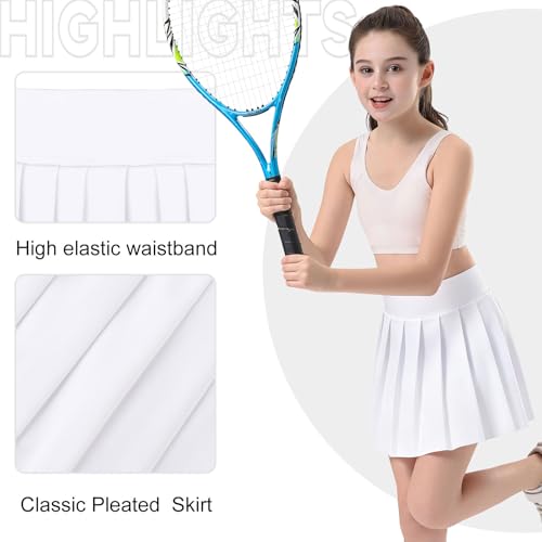 Image of Bezioner Girls Tennis Skirt A-Line Pleated Skirt with Shorts Pocket Uniform Skort for Golf Athletic Cheerleading