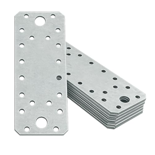 OMIDEAS 10 x Flachverbinder (140 x 55 x 2) Verbindungsplatte Verbindungsblech Holzbau Verbinder Holzverbinder, Verzinkt