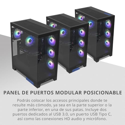 Caja ATX Hummer Glock negra ideal para montar un setup de videojuegos limpio y silencioso 5