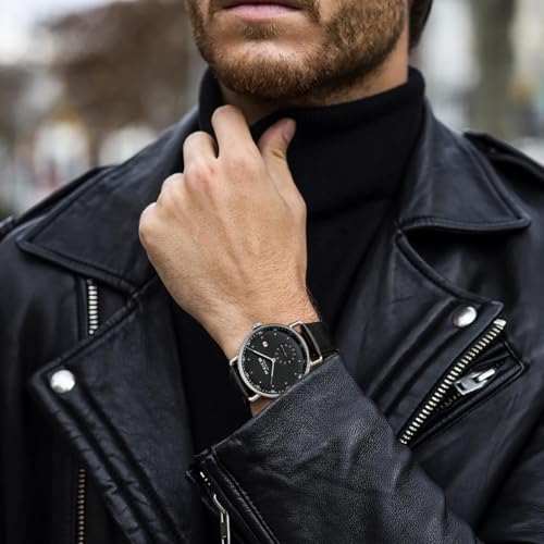 Image of FEICE New Men's Automatic Watch Unisex Classic Bauhaus Mechanical Watch Curved Mirror Waterproof Casual Dress Watches with Leather Bands -FM506