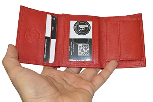 Image of LB LEATHERBOSS Boys Slim Compact Id and Coin Pocket Trifold Wallet (Red)