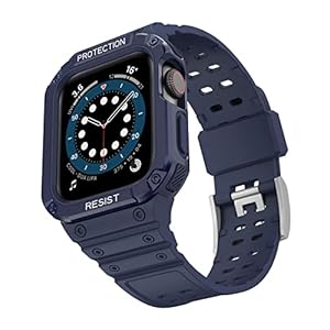 VeveXiao Bandje en bumper hoesje, compatibel met Apple Watch Series 7, 6 ,SE, 5, 4, 3, bandje van 45 mm, 44 mm, 42 mm…