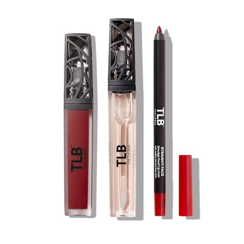 The Lip Bar Vegan Lip Kit with Straight Face Lip Liner, Bawse Lady Liquid Matte Lipstick, and Minimalist Lip Gloss