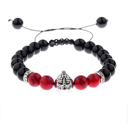 Bracelet pierre naturelle volcanique agate élastique avec perle de casque tendance