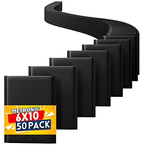Image of Metronic Black Bubble Mailers 6x10 Inch 50 Pack Cushioning Padded Envelopes | Usable Size 6x9, Self-Seal Shipping Bubble Mailer, Waterproof Shipping Bags Mailing Envelopes for Small Business Packaging #0