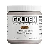 Golden Heavy Body Iridescent Acrylics - Gold Mica Flake Large - 8oz Jar