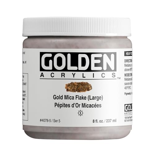 GOLDEN Heavy Body Acrylics, Gold Mica Flake (Large), 8 fl. oz. Jar, Professional Acrylic Paint