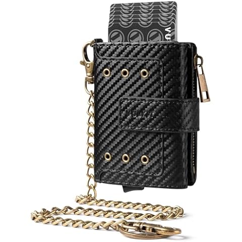 VULKIT Trifold Men's Smart Wallet with Chain Cover