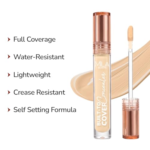 Image of Mila Beaute Built to Cover Liquid Concealer for Women With Spf & Hyaluronic Acid| Full Coverage Matte Finish Concealer for Dark Circles | Easily Blendable & Waterproof Formula| Suitable for Indian Skin Tones - 102P Classic Ivory