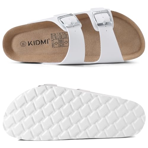 Image of KIDMI Unisex Summer Sandals Arch Support Cork Footbed Slide Sandals with Double Adjustable Buckle for Women Men