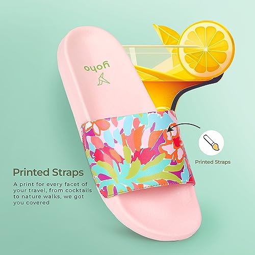 Image of YOHO Tropica Printed Comfortable Women Slides | Stylish Rainy Footwear & Waterproof Monsoon Sandals | Soft Inner Lining On Strap