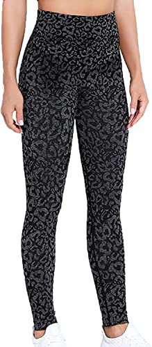 Legging de course à pied imprimé léopard taille haute S Noir
