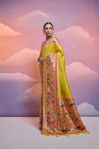 Pandadi Saree yellow kanjivaram silk saree – image 3