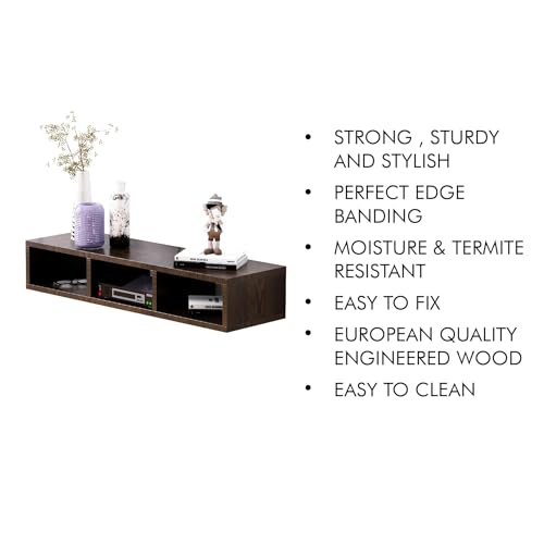 Image of TV Unit for Living Room 30 to 52 Inch, Engineered Wood TV Unit Wall Mounted Entertainment Unit Set Top Box Stand with Storage Shelves for Books & Decor Unit for Bedroom (Flower Wenge)