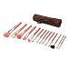 Bdellium Tools Professional Makeup Brush Pink Bambu Series - Complete 14pc. Brush Set with Roll-Up Pouch