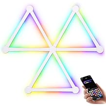 AGM Smart Wall Light Lines, 9 RGB LED PRO Light Bars, 16M+ Color, Music Sync, Dimmable WiFi Hexagon Light Lines for Bedroom, Living Room, Gaming, Party, Home Decor, Work with Alexa & Google Assistant