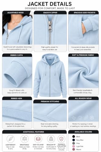 Image of ADBUCKS Women's Cotton Winter Jacket Sweatshirts Casual Drawstring Clothes Zip Up Hoodie With Front Pocket Ii Womens Hoodies Ii Womens Jacket Ii Winter Sweater Hoodie For Women & Girls