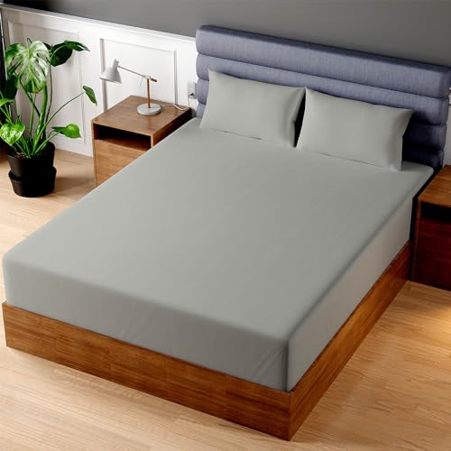 Superior Linen Cal King Fitted Sheet, 100% Cotton, Grey