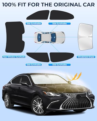 Image of for Lexus ES 2018-2025 Car Window Shades, 6pcs Privacy Sun Shade Set for Front Windshield Side and Rear Windows, Full Window Covers Keeps Vehicle Cool for Camping Napping