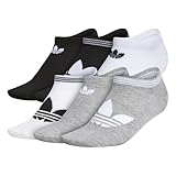 adidas Originals Women's Trefoil Superlite No Show Socks (6-Pair), Heather Grey/White/Black, M