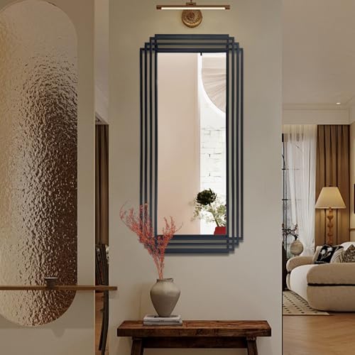 DAOYIJIAJU Black Rectangle Mirror, 47"x22" Art Deco Wall Mirrors with