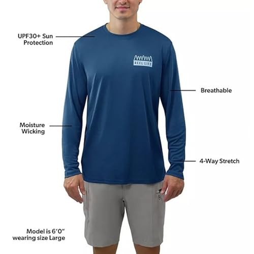 Reel Life Men's Sun Defender Long Sleeve UV Tee, Blue, XX-Large4