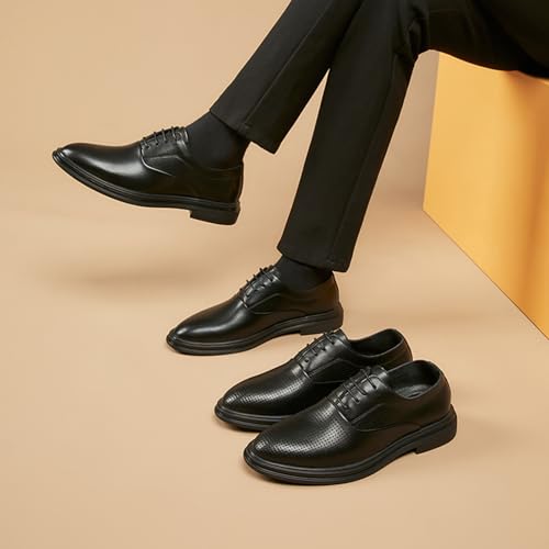 Mens Business Tuxedo Oxfords Shoes for Men, Breathable Hollow Pointed Toe Lace-up Leather Dress Comfortable Fashion Footwear for Wedding Business3