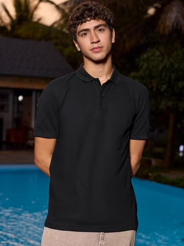 Image of Bewakoof Men Solid Regular Fit Half Sleeve Collar Pure Cotton T-Shirt