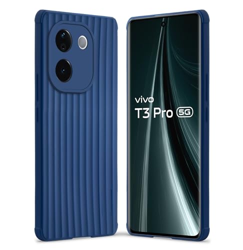 Image of Mr. Case Back Cover for Vivo T3 Pro 5G Sleek & Soft Silicon with Textured Back | Anti-Slip Grip & Minimal Bulk - Blue