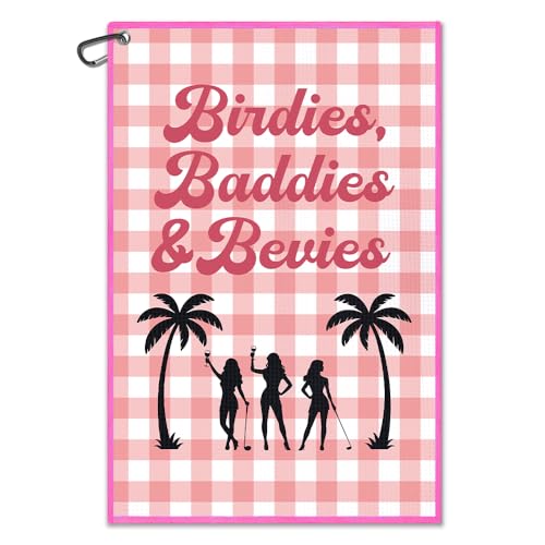 Birdies Pink Golf Towel with Clip