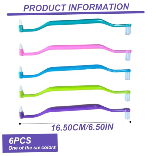 6-teilige Zahnspangen-Zahnbürste 2-in-1-Doppelkopf-Zahnspangenbürste für Interdental- und Weisheitszähne weiche einbüschelige kieferorthopädische Zahnbürste – Bild 3